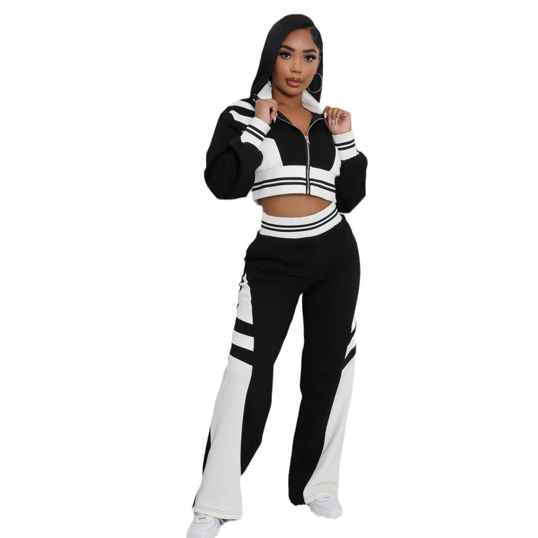 Women's Turtleneck Zipper Top Two-piece Stitching